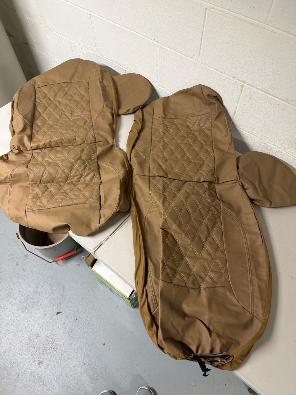 Tan Quilted Car Seat Covers - Pair